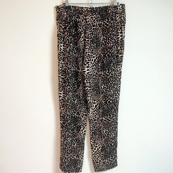 NEW Gianni Bini Leopard High Rise Straight Leg Pleated Pants Brown Black Pockets - Picture 4 of 9
